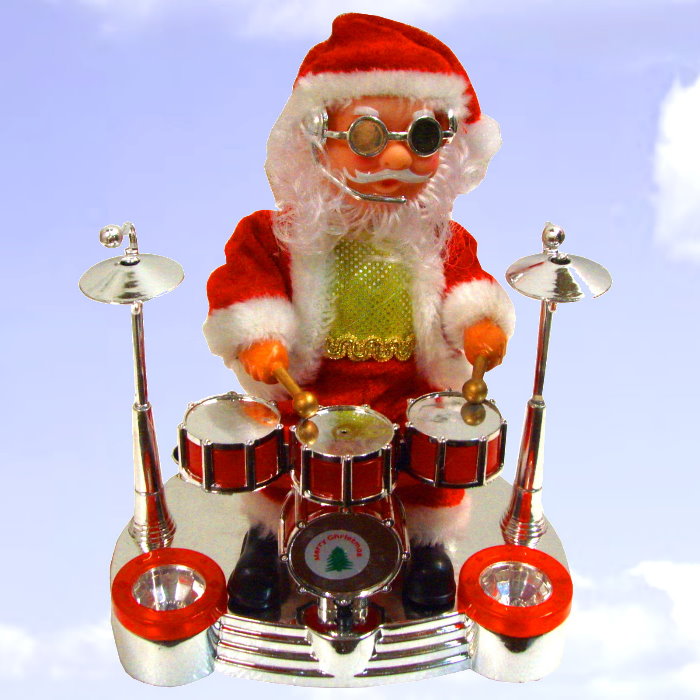 Schlagzeug spielender Weihnachtsmann